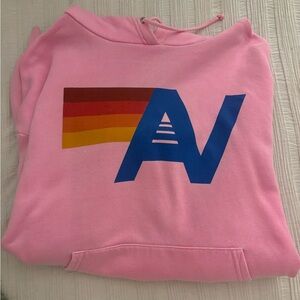 Aviator Nation Pink Hoodie with Multicolor Logo